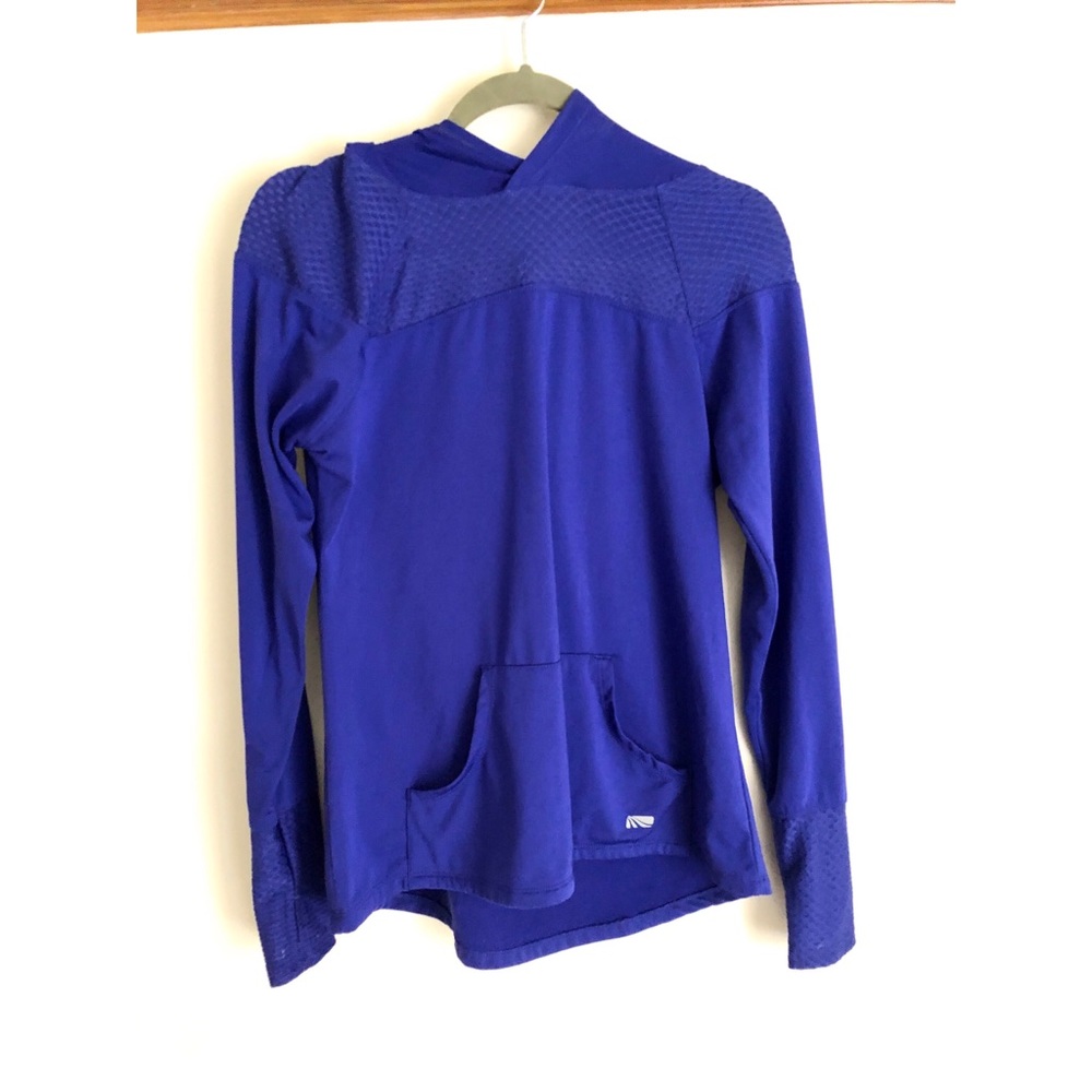 Electric blue long sleeve athletic hoodie